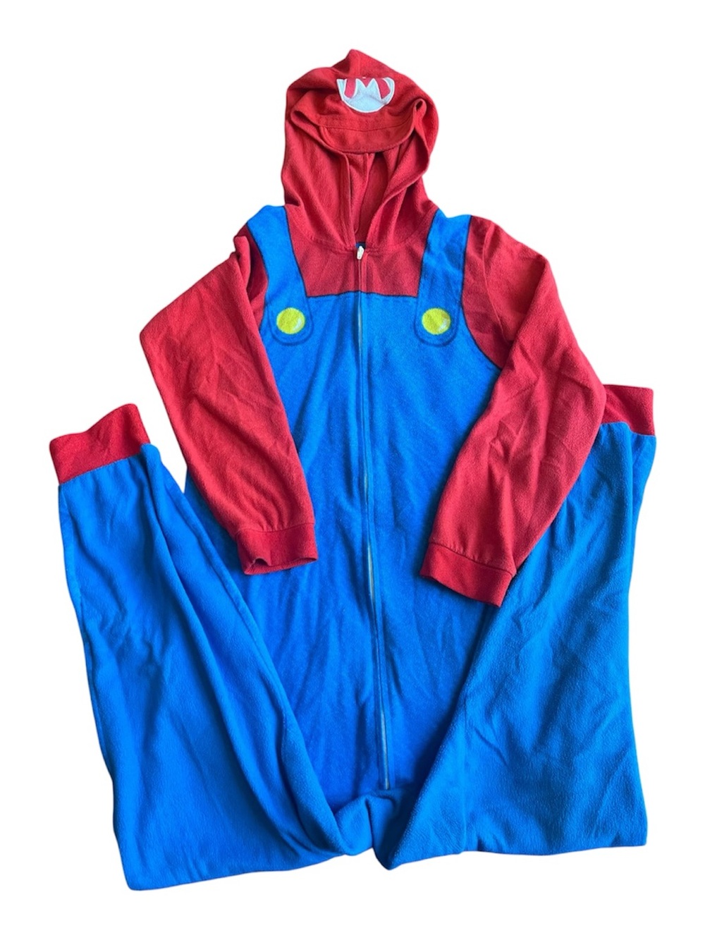 Kids Red and Blue Super Mario Character Hooded Pajama Onesie size 10/12
